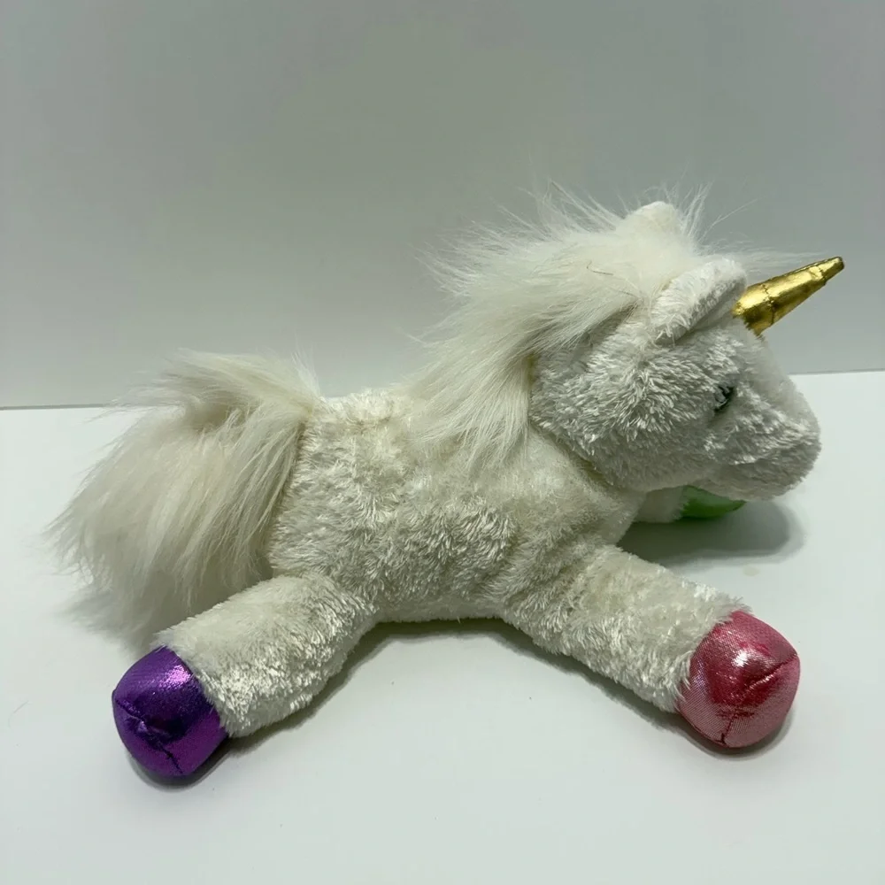 Aurora Plush Unicorn Stuffed Animal - White with Gold Horn and Colorful Hooves